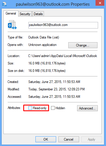 Outlook.ost is not a personal folders