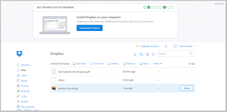 sending files via dropbox sending files via dropbox