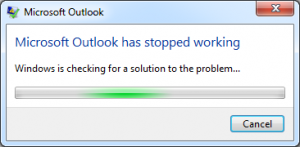 microsoft outlook inbox repair tool stops responding