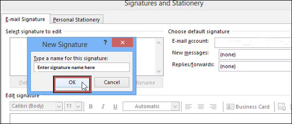 Adding email signature in MS Outlook 