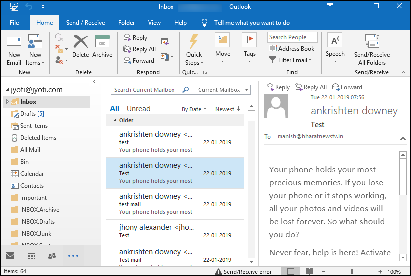 how to create outlook email from .pst