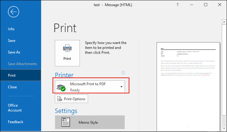 click Print option