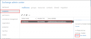 disable archive mailbox exchange 2016