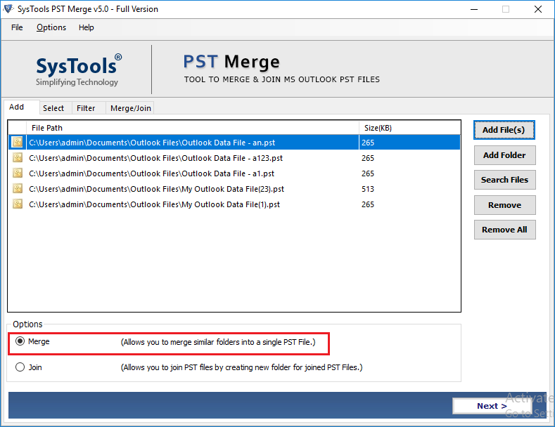 combine multiple pst files into one