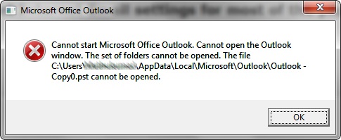 Cannot Start Microsoft Outlook. Cannot Open The Outlook Window