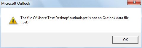 PST not recognized by Outlook
