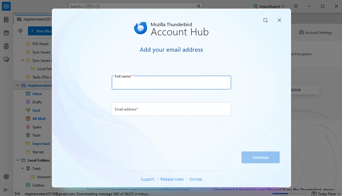 enter Gmail credentials