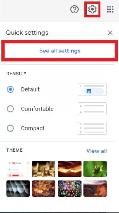select see all setting option to import pst to gmail manually