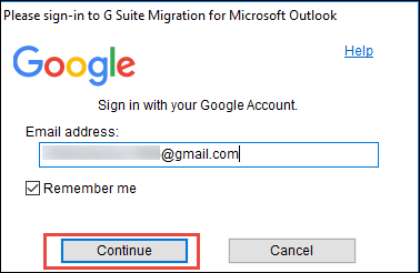 Enter Gmail credential to migrate .pst file