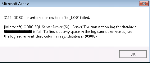 SQL Server Error 9002: The Transaction Log for Database is Full