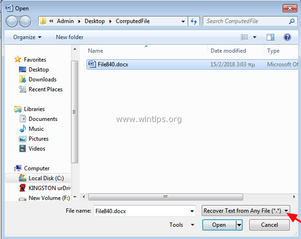 The File is Corrupted and Cannot be Opened Word
