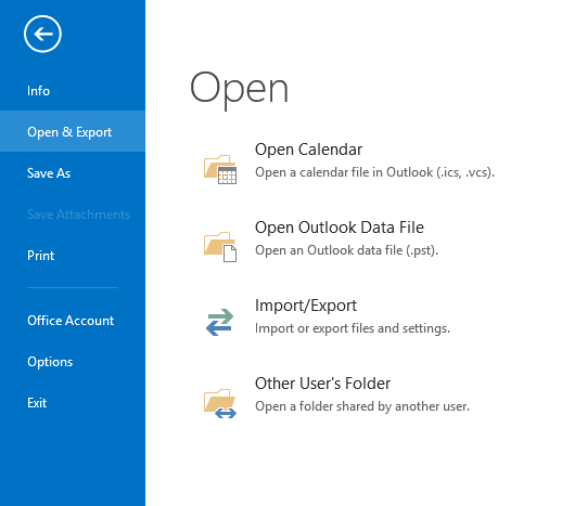 native import export option