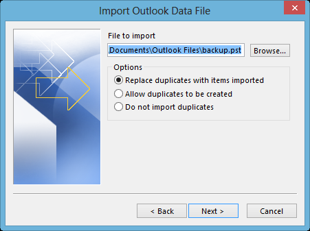 Import Outlook Data File
