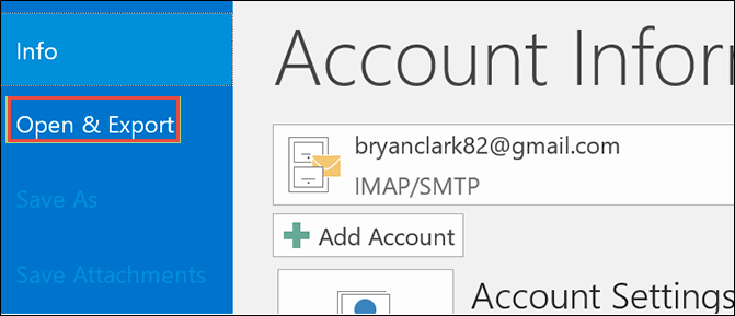 open & export option