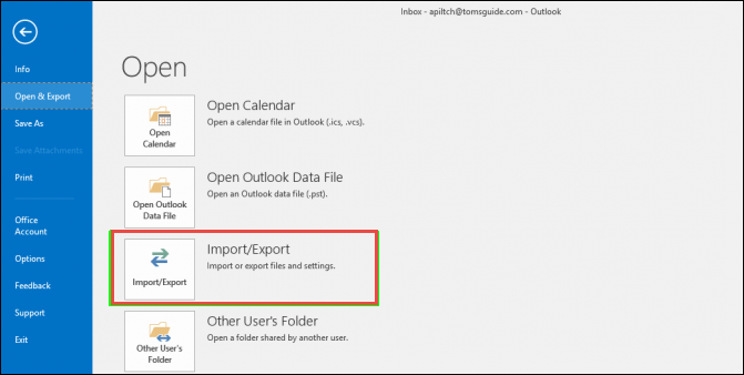 Click Import/Export option