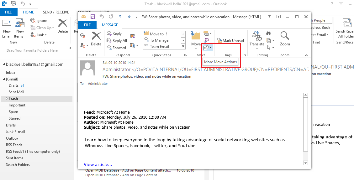 how to view outlook email in web browser