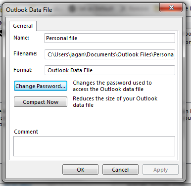 how to change outlook password in windows 10