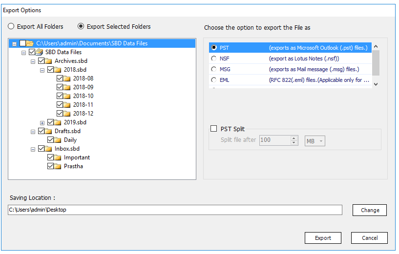 import sbd files to outlook