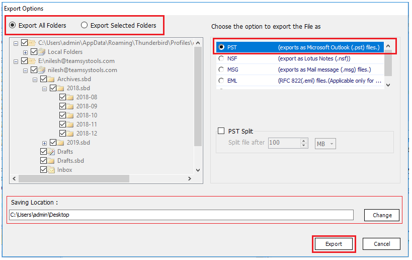 customize export