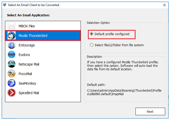 for already configured thunderbird