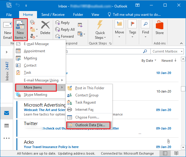 combine multiple pst files into one