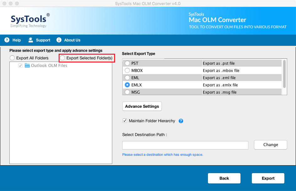 Export Selected Folders