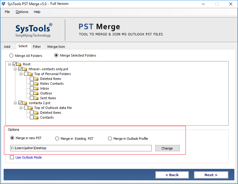 Merge Multiple Outlook Contacts Folders