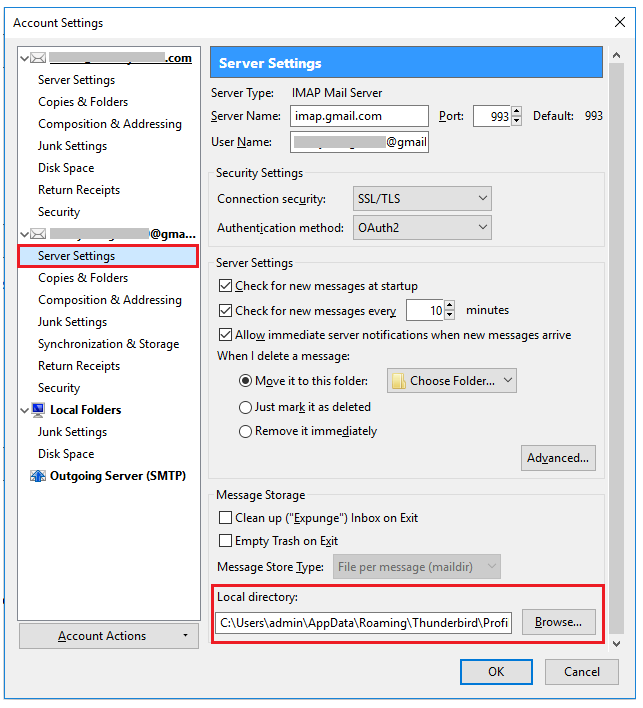 location of files