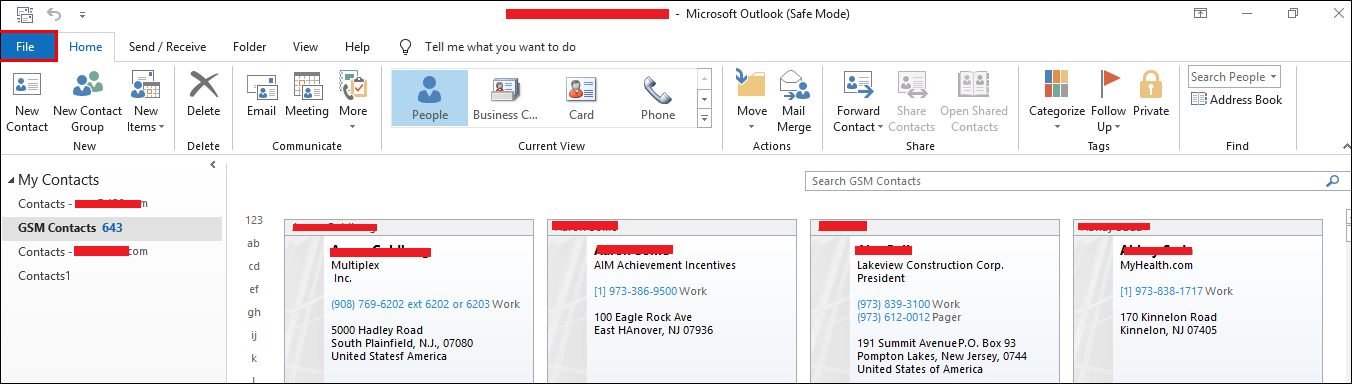 extract contacts from pst file