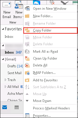 Opt for Copy Folder