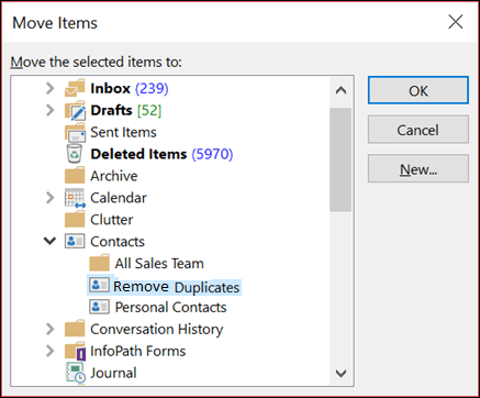 delete duplicate contacts in Microsoft Outlook