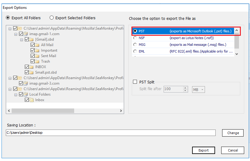 export seamonkey mail to outlook