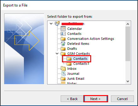 Extract Contacts from PST Folder