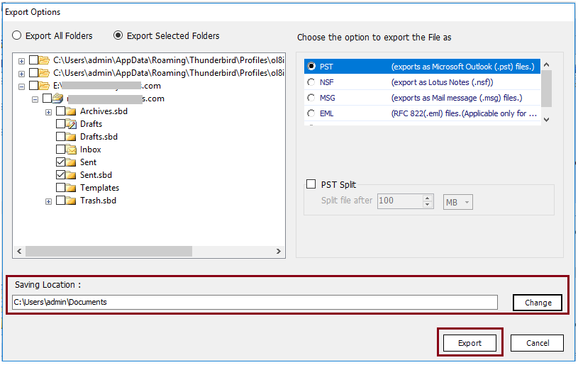 export sent files with attachments