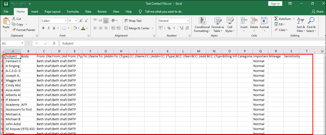 Extract Contacts from PST Done