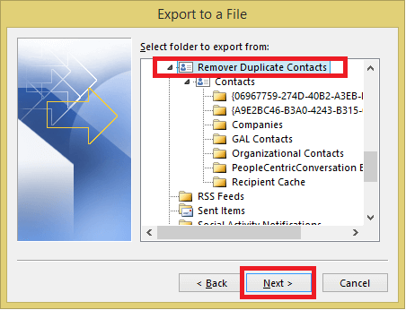 select the new folder