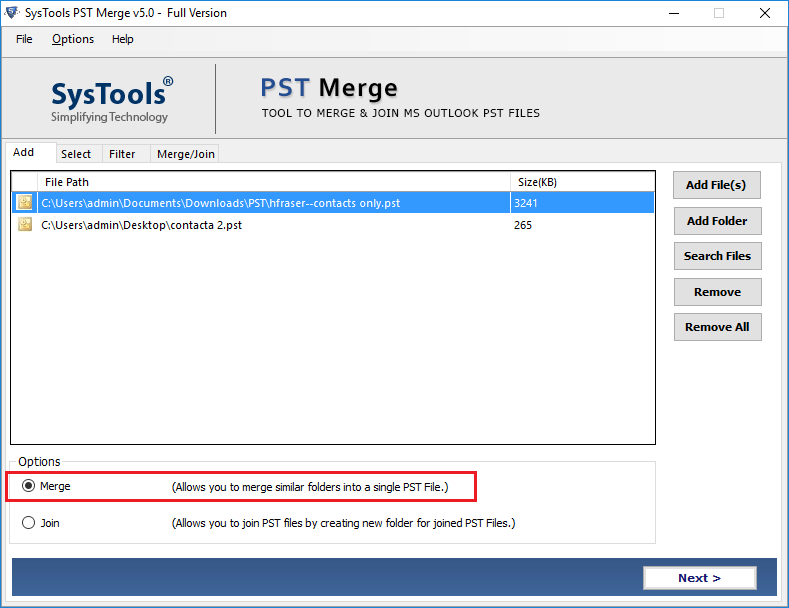 Merge Outlook Contacts