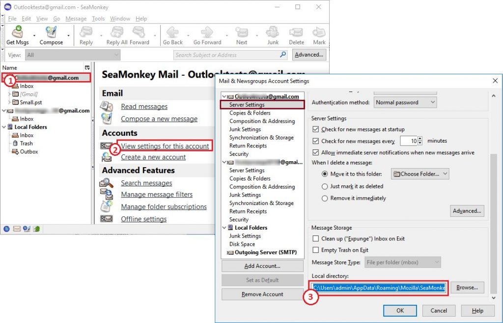 seamonkey storage location