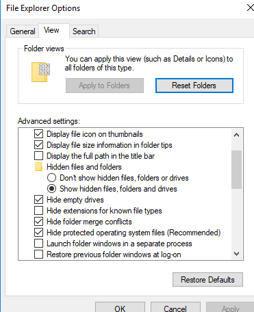 Show hidden file