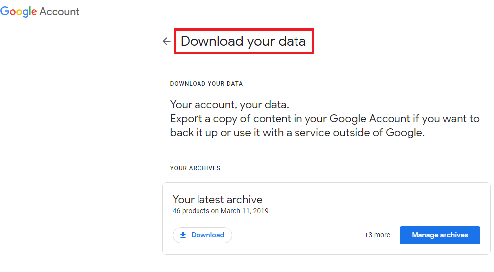 choose download your data