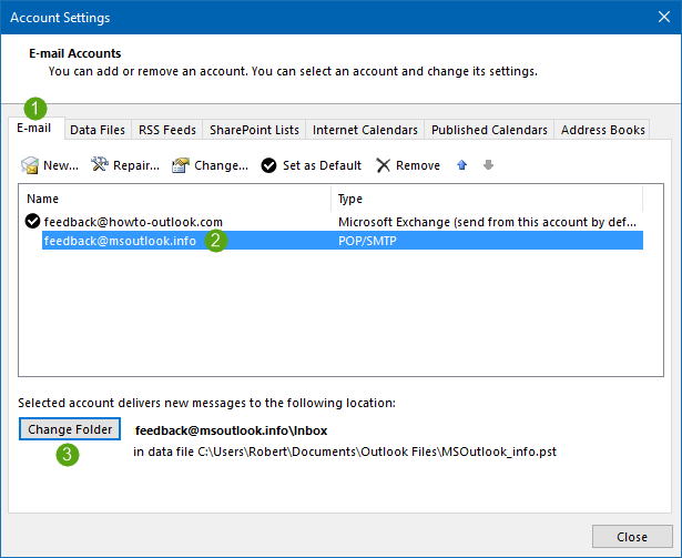 merge outlook inboxes