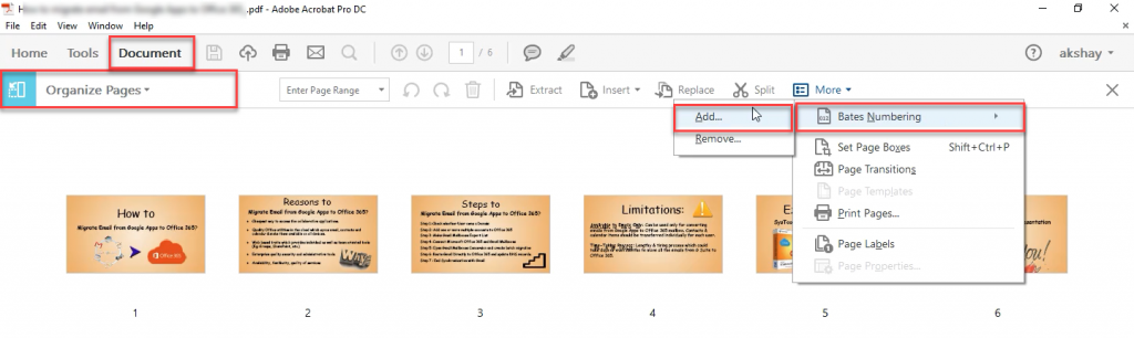 Bates numbering Add option