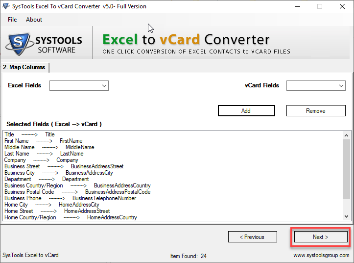 Convert Excel Contacts to vCard