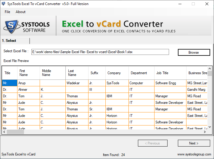 Convert Excel to vCard