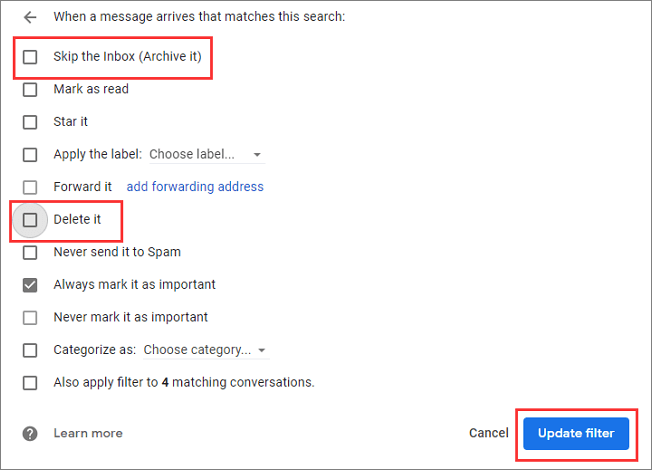 Update Filter to Recover Permanently Deleted Emails From Gmail