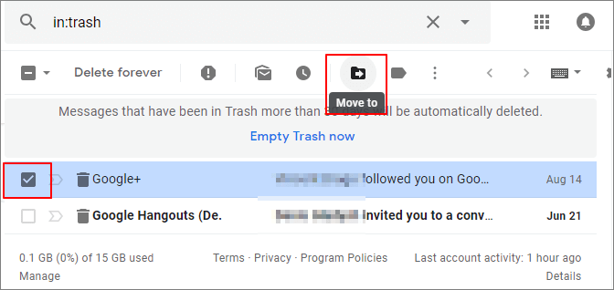 Move to Recover Permanently Deleted Emails From Gmail