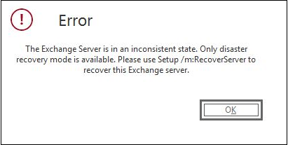 Exchange Server is in an Inconsistent State