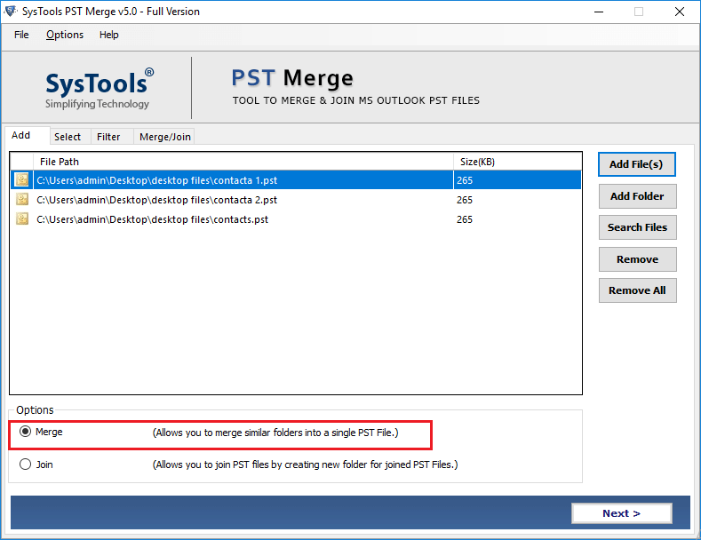 Merge Password Protected Outlook PST Files