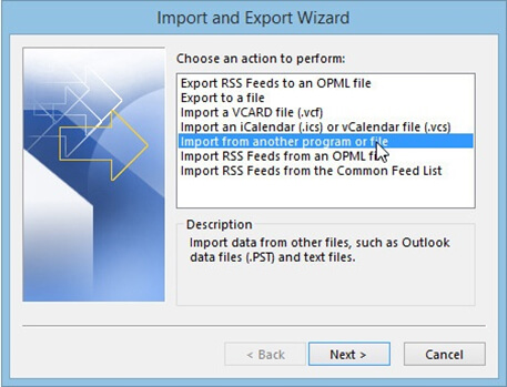 Import PST File in Microsoft Outlook