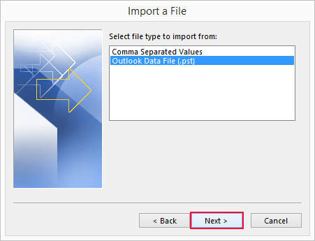 Import PST File in Outlook